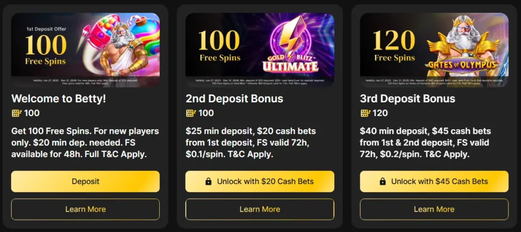 Betty Bonus Options